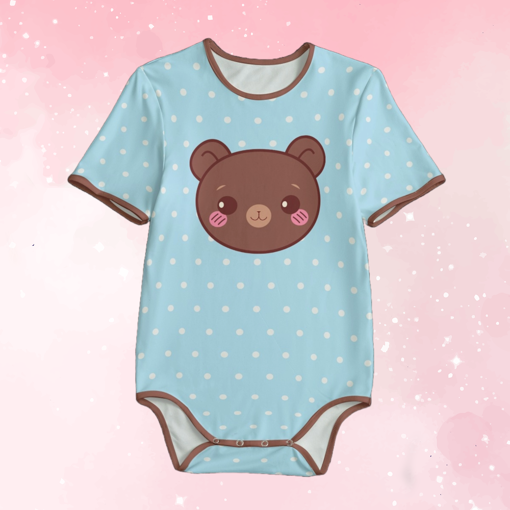 Adorable Blue Teddy Bear Adult Unisex Onesie