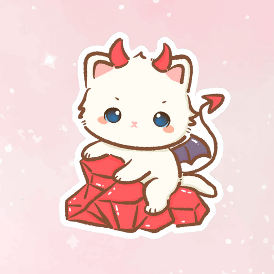 Kawaii Demon Kitty Kiss-Cut Sticker - Puppy's Aesthetics