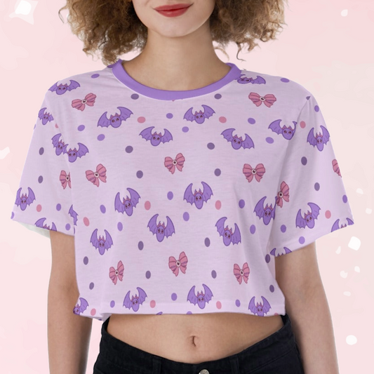 Pastel Spoopy Bats Crop Top