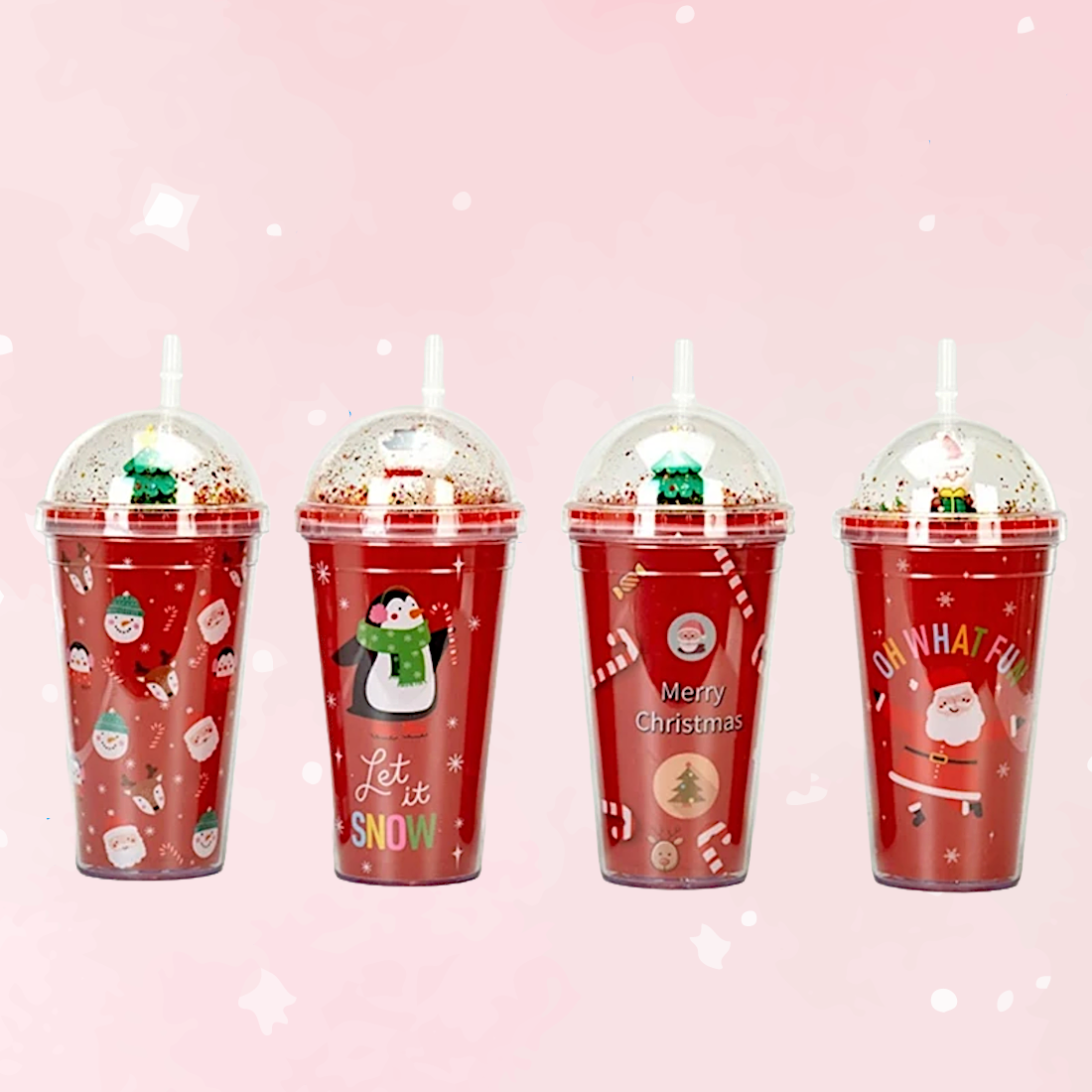 Cute Christmas Cup with Lid Straw