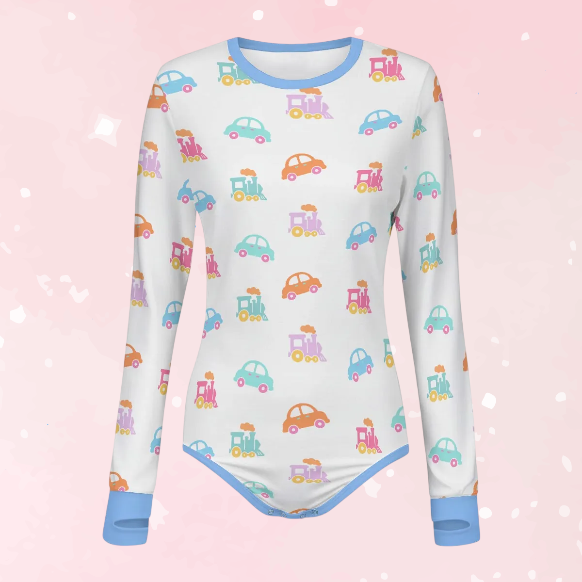 Pastel Cars & Trains Long Sleeve CuddleSuit