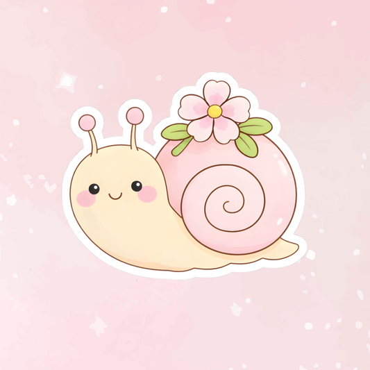 Cute Pink Snail Kiss-Cut Sticker - Puppy's Aesthetics