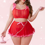 Plus Size Cherry Sweet Ruffle Set