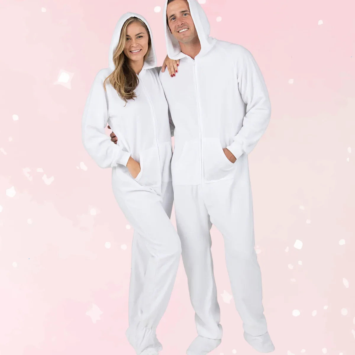 Arctic White Adult Hoodie Fleece Onesie - Puppy's Aesthetics