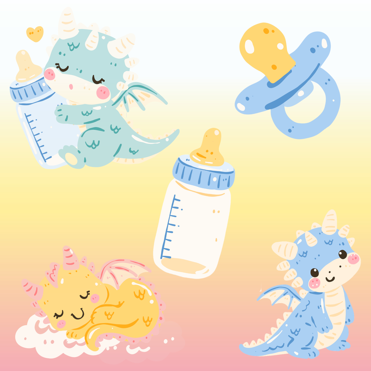 Baby Draggies Mini Sticker Pack (3.4inch - Individual Stickers)