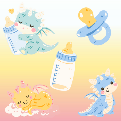 Baby Draggies Mini Sticker Pack (3.4inch - Individual Stickers)