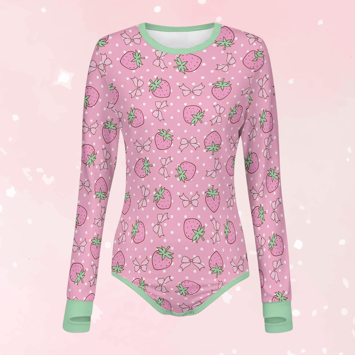 Strawberry Sweetheart Long Sleeve CuddleSuit