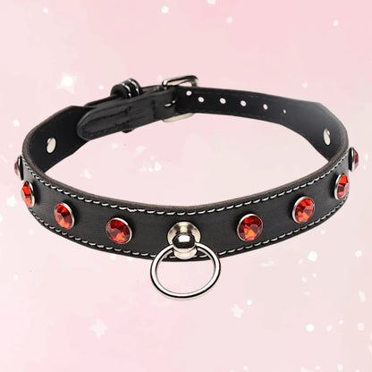 Rhinestone Collar with O-Ring - Puppy's Aesthetics