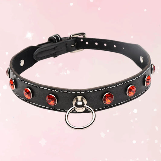 Rhinestone Collar with O-Ring - Puppy's Aesthetics