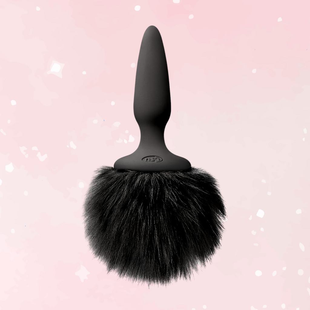 Bunny Tails Black Silicone Butt Plug