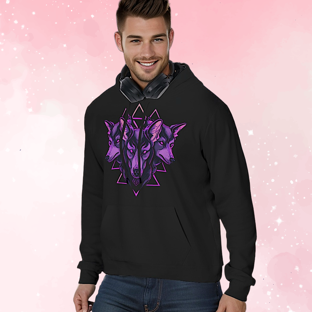 Purple Cerberus Black Unisex Pullover Hoodie