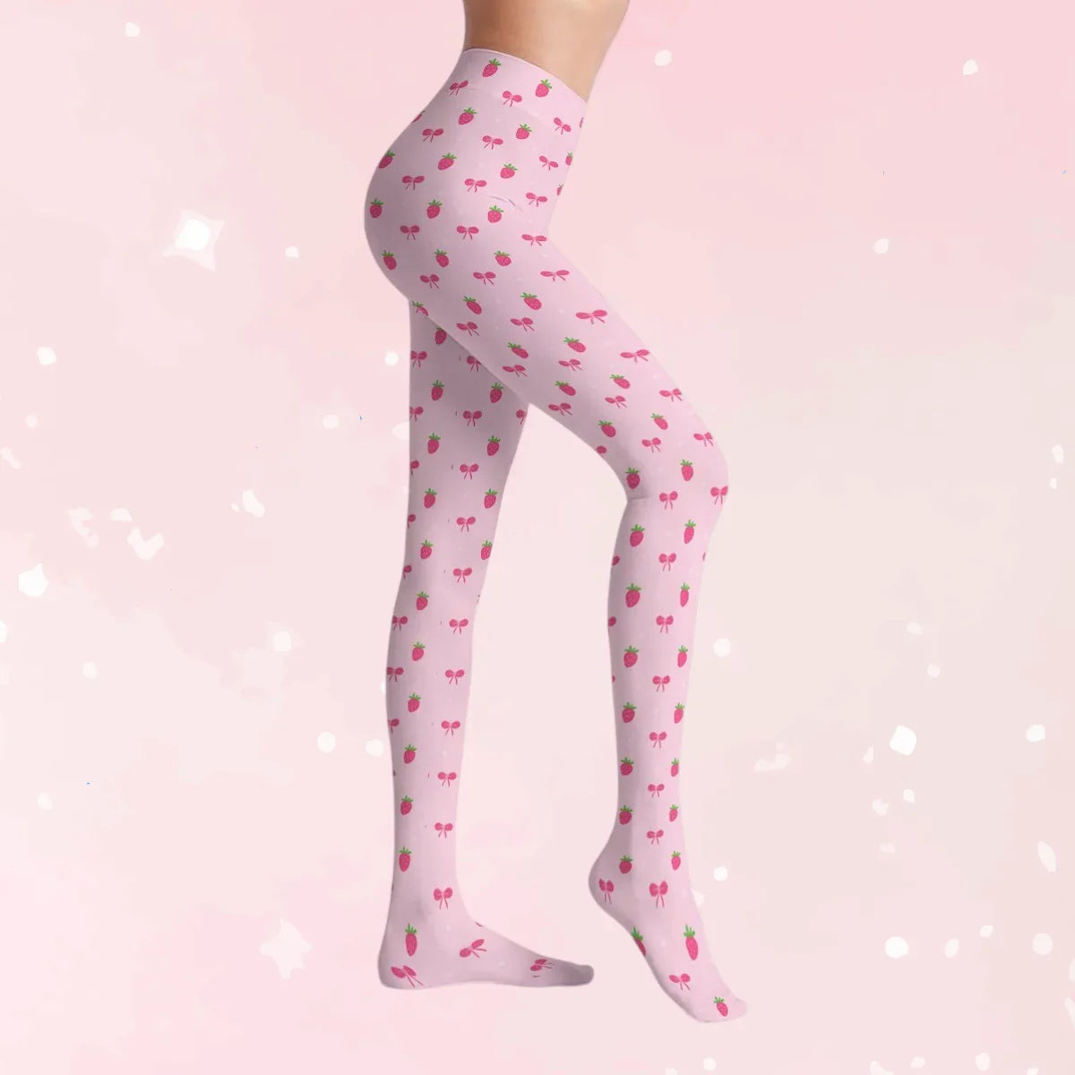 Pretty Lil Strawberries Stretchy Tights - Puppy's Aesthetics