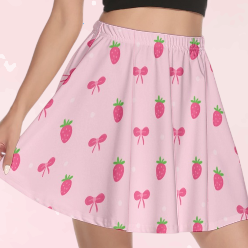 Strawberry Bow Pink Play Skirt