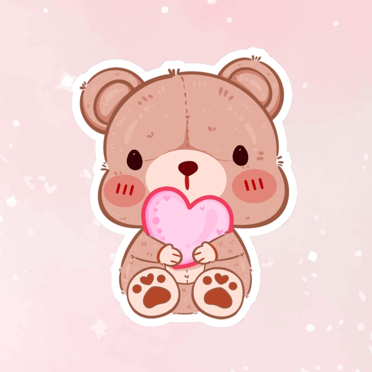 Cute Teddy Bear Heart Kiss-Cut Sticker - Puppy's Aesthetics