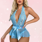 Midnight Tease Mesh Lace Babydoll Bodysuit (Colors)