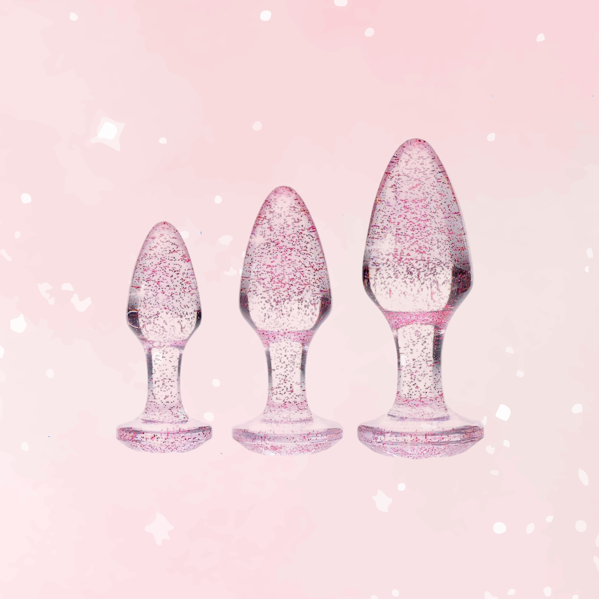 Booty Sparks Pink Glitter Gem Anal Plug Set