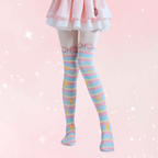 Lolita Bowknot Striped Rainbow Pantyhose
