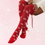 Christmas Bowknot Over-Knee Cozy Socks