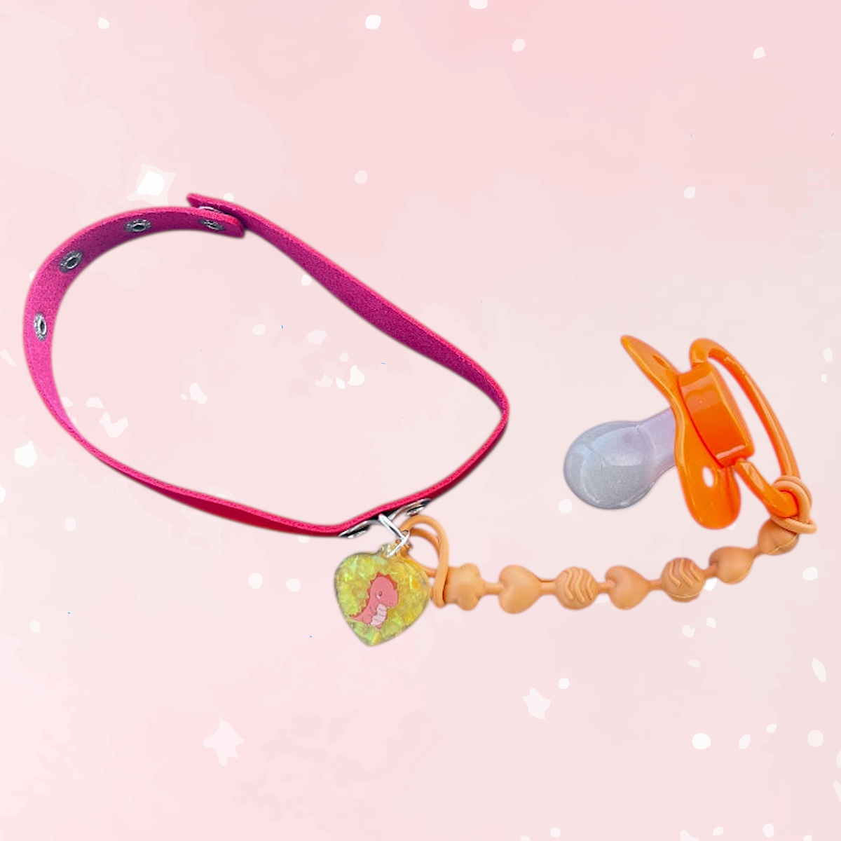 Adult Pacifier Dino Chewable Strap Collar