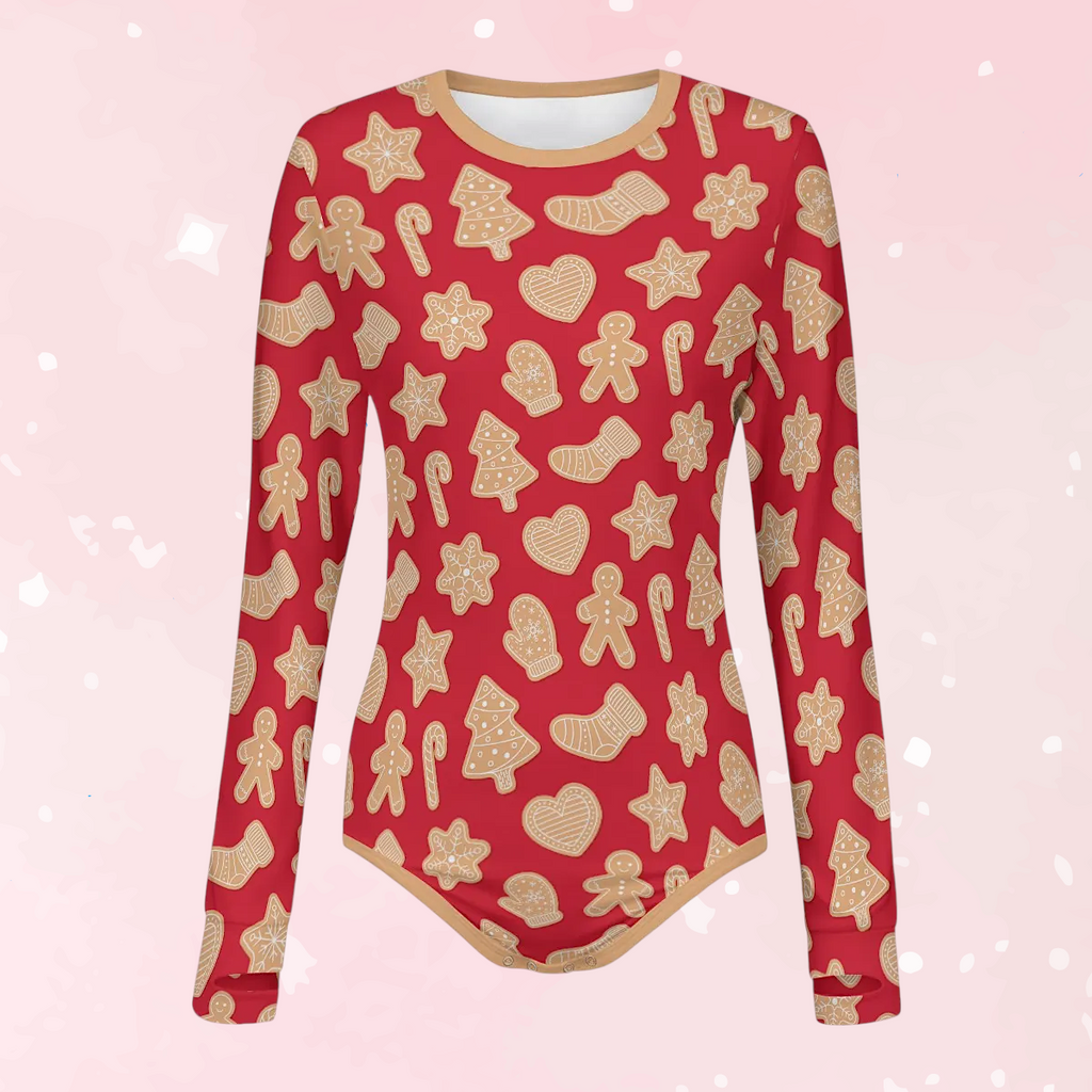 Gingerbread Dreams Long Sleeve CuddleSuit