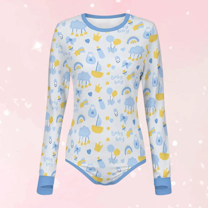 Baby Boy Dreams Long Sleeve CuddleSuit - Puppy's Aesthetics