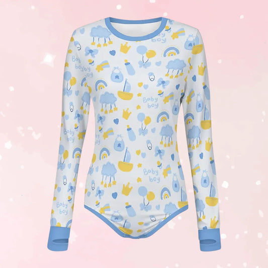 Baby Boy Dreams Long Sleeve CuddleSuit - Puppy's Aesthetics