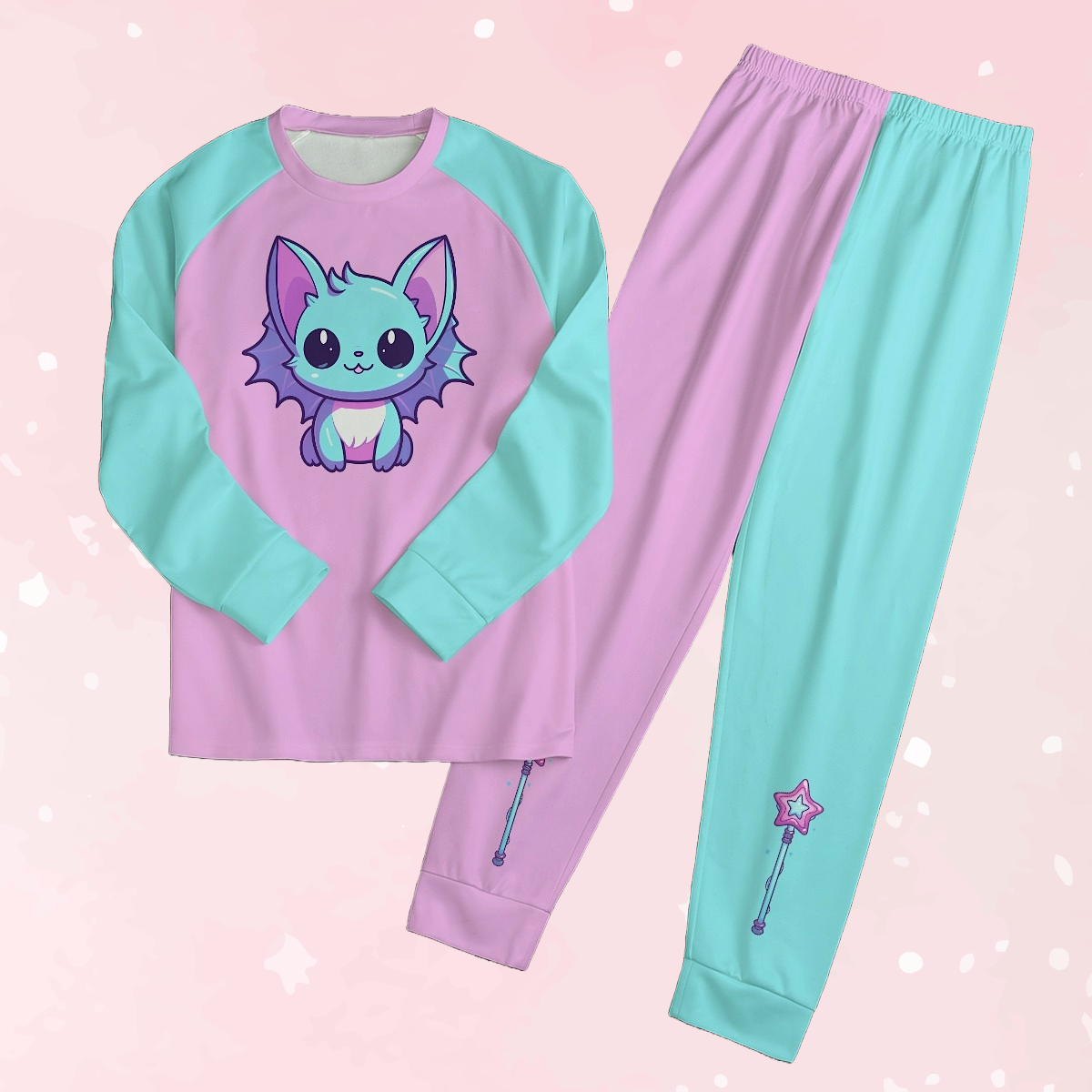 Pastel Bat Kitty Unisex Pajama Set