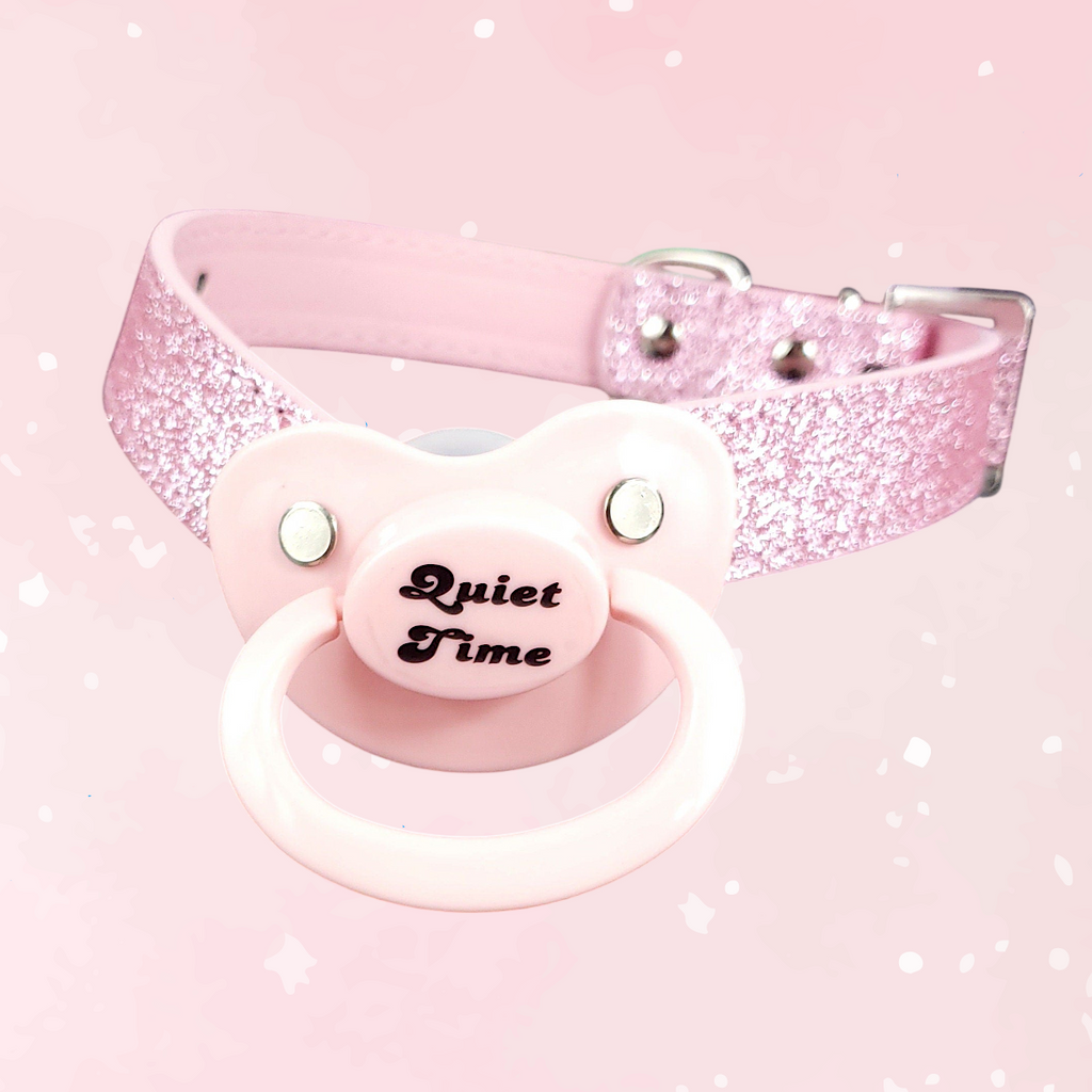 Quiet Time Pink Glitter Pacifier Gag