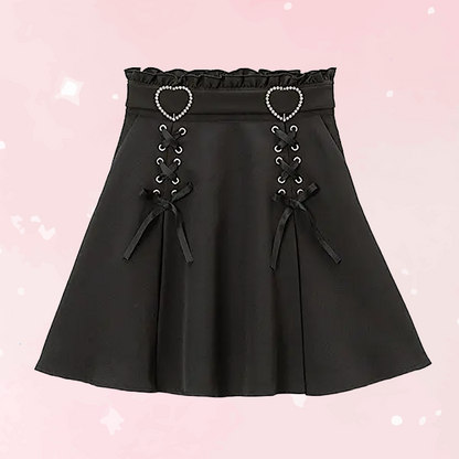 Gothic Heart High Waist Mini Bandage Skirt (Colors)