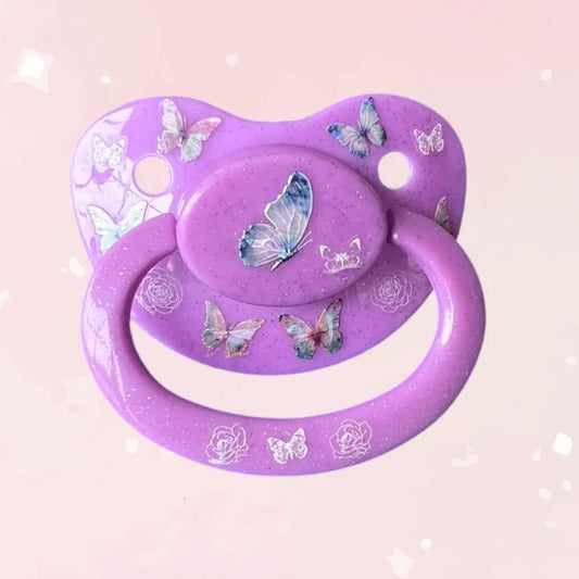 Adult Pacifier - Glitter Butterflies - Puppy's Aesthetics