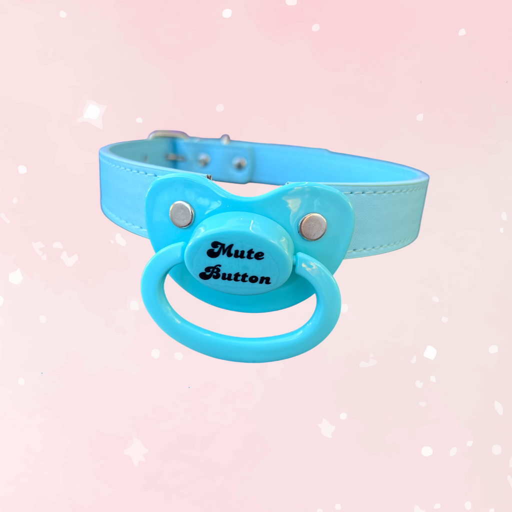 Mute Button Blue Pacifier Gag