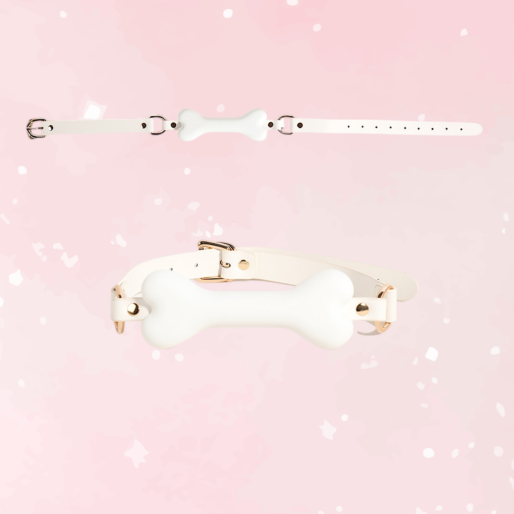 White & Gold Bone Gag