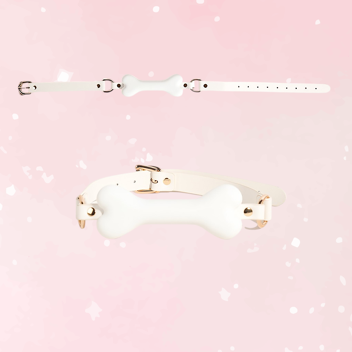 White & Gold Bone Gag