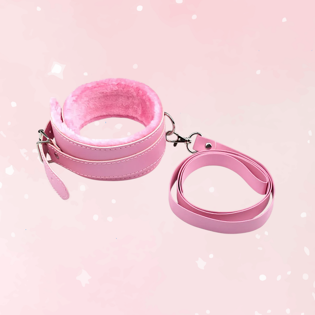 Blush Darling Plush Collar & Chain Leash