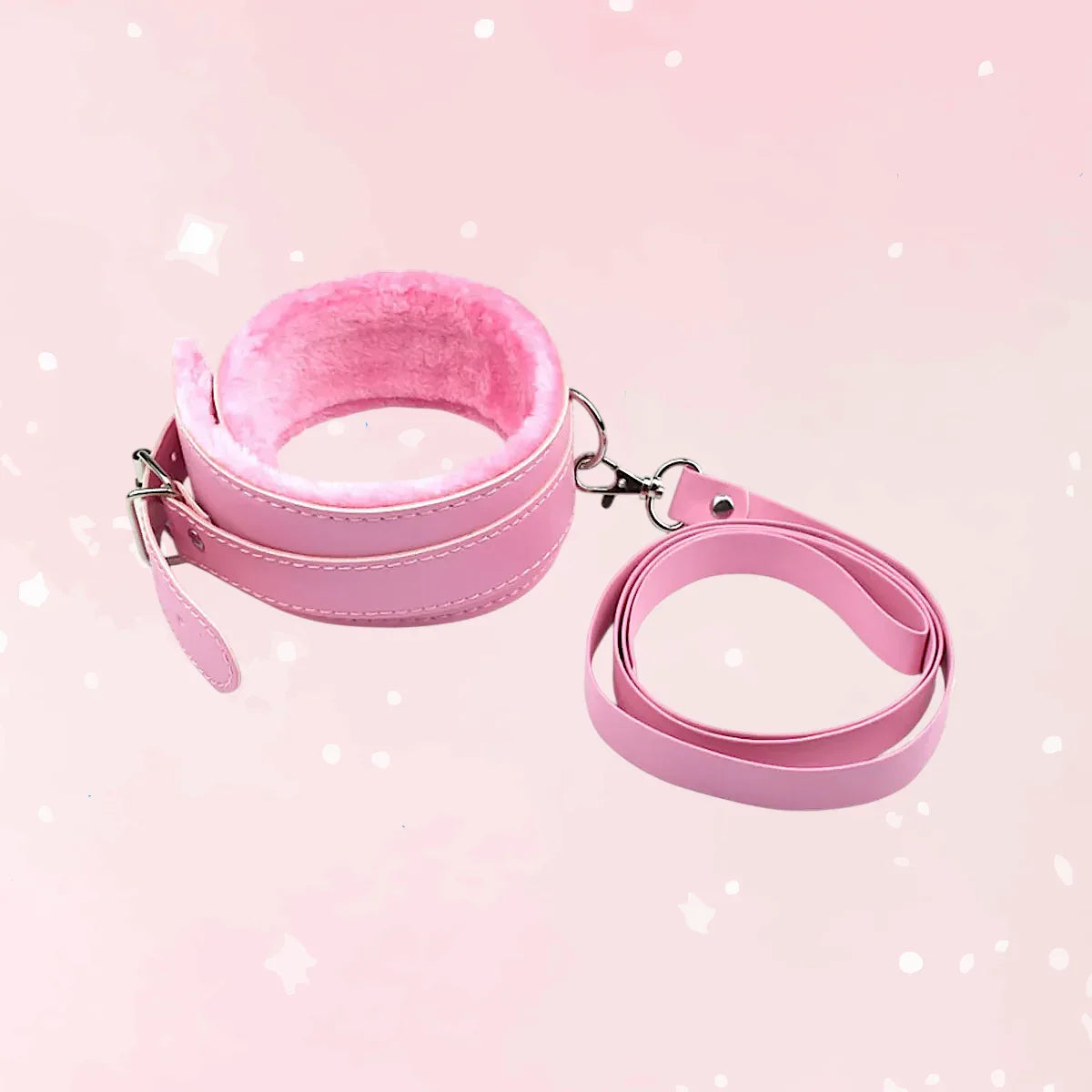 Blush Darling Plush Collar & Chain Leash - Puppy's Aesthetics