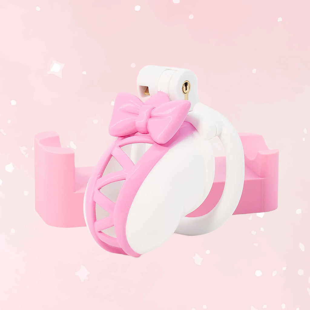 Pink Bow Sissy Chastity Cage