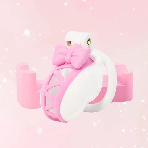 Pink Bow Sissy Chastity Cage - Puppy's Aesthetics