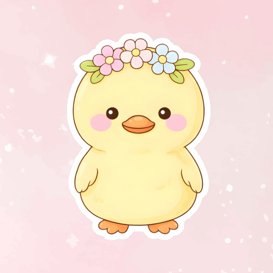 Cute Floral Chick Kiss-Cut Sticker - Puppy's Aesthetics