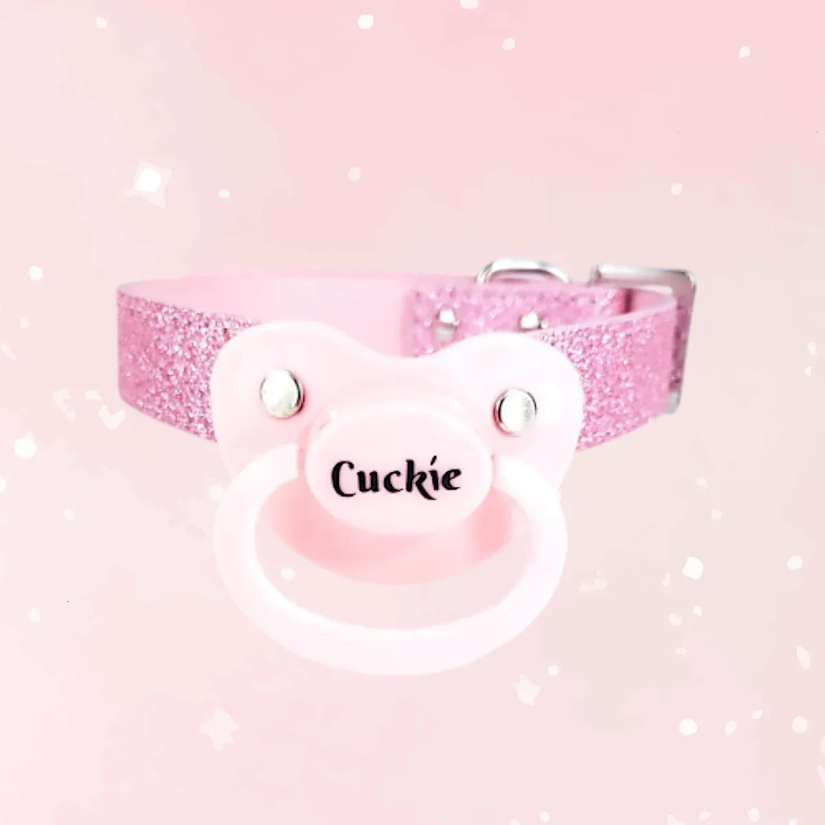 Pink Glitter Cuckie Pacifier Gag - Puppy's Aesthetics