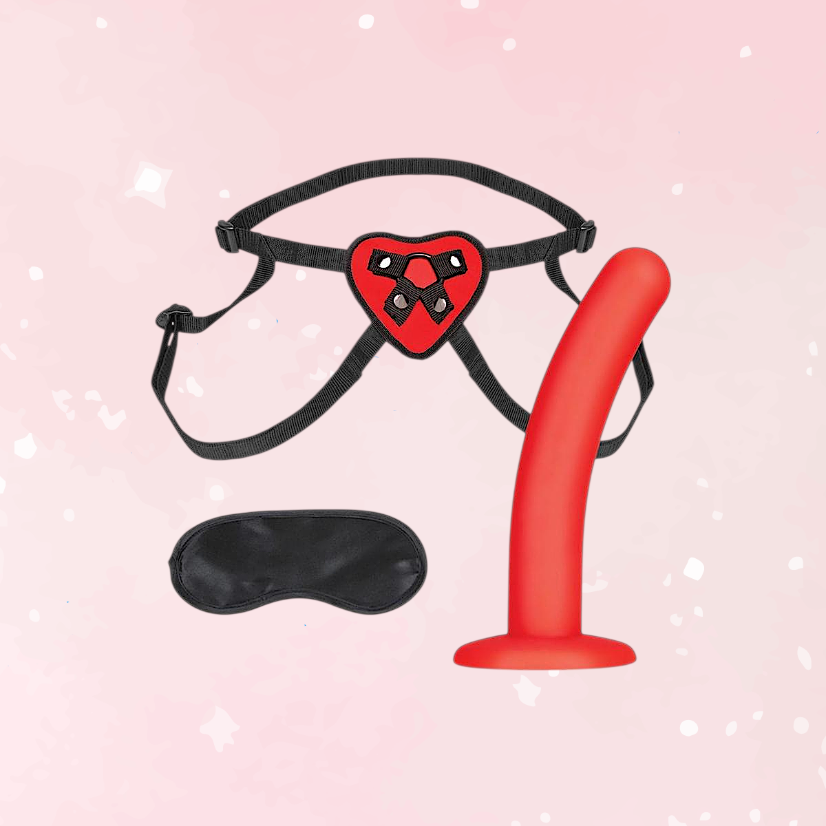 Lux Red Heart Strap Harness & Dildo