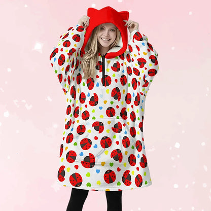 Lucky Ladybug Ear Hoodie Blanket - Puppy's Aesthetics