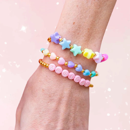 3pcs Magical Candy Heart & Star Charm Bracelets - Puppy's Aesthetics