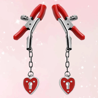 Captive Heart Padlock Nipple Clamps - Puppy's Aesthetics