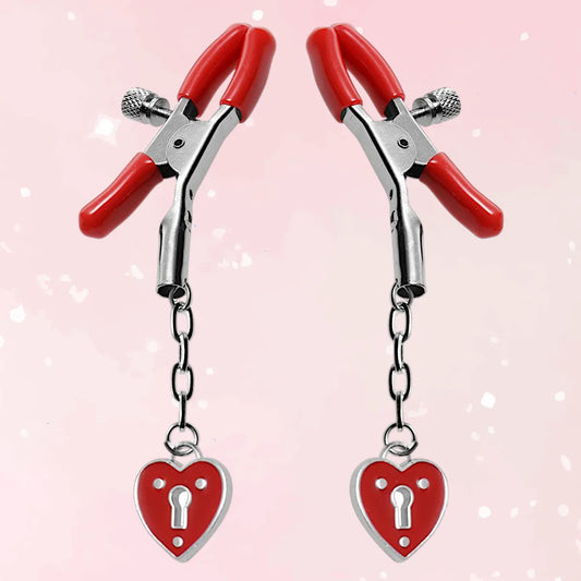 Captive Heart Padlock Nipple Clamps - Puppy's Aesthetics
