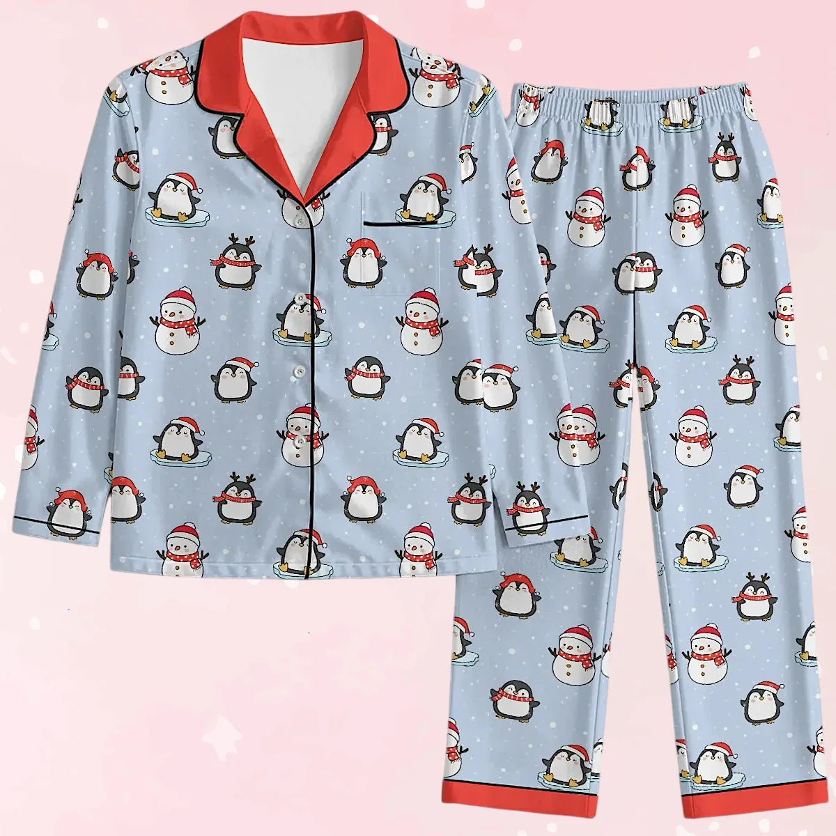 Frosty Friends Satin Pajama Set - Puppy's Aesthetics