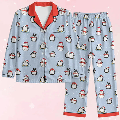 Frosty Friends Satin Pajama Set - Puppy's Aesthetics