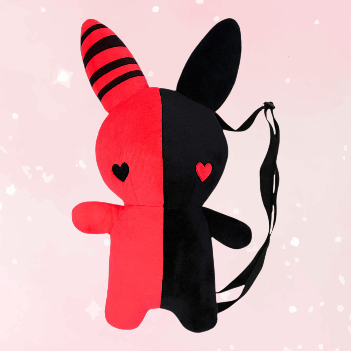 Rabbit Plush Backpack – Red/Black (20”)