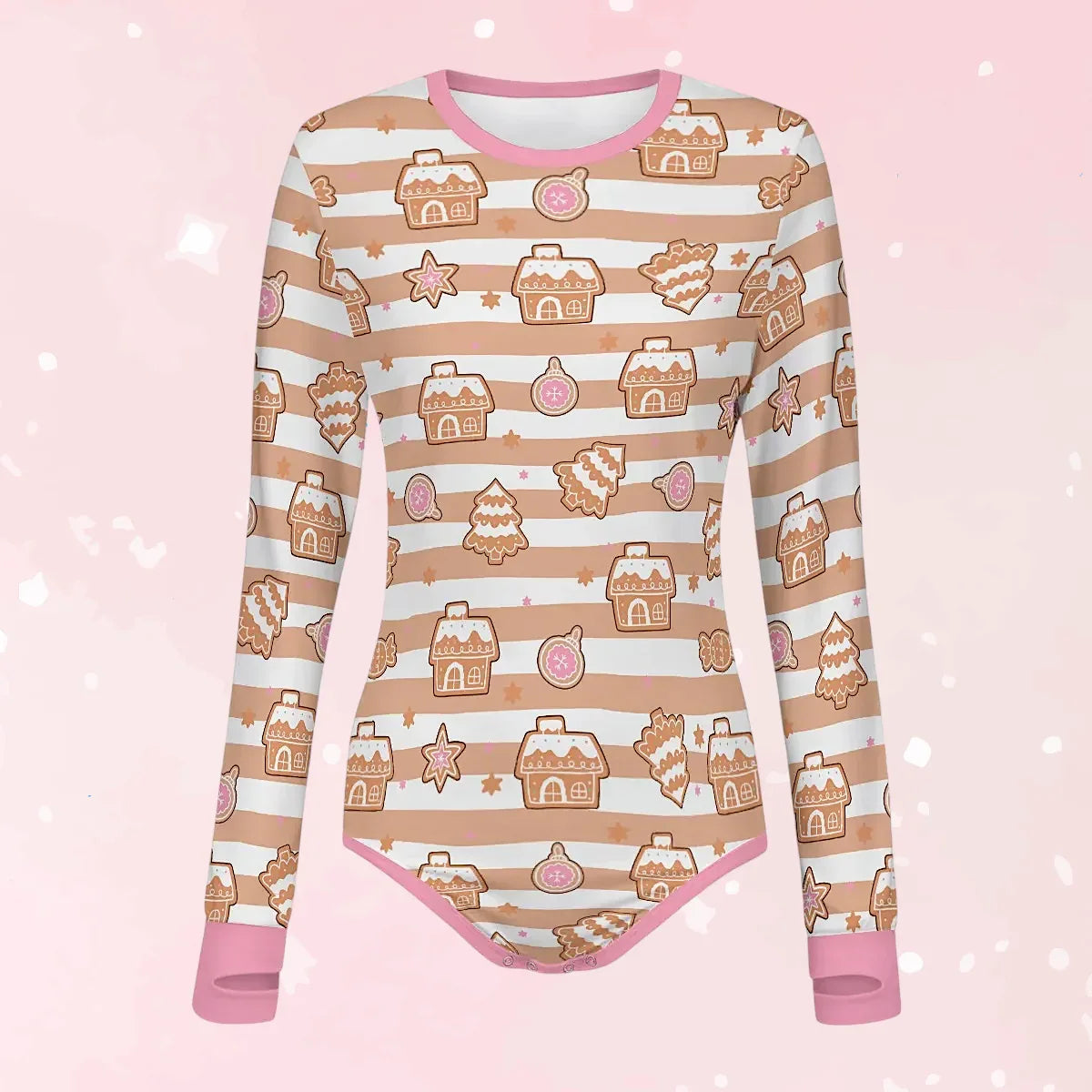 Gingerbread Cutie Long Sleeve CuddleSuit - Puppy's Aesthetics