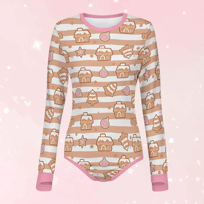 Gingerbread Cutie Long Sleeve CuddleSuit - Puppy's Aesthetics