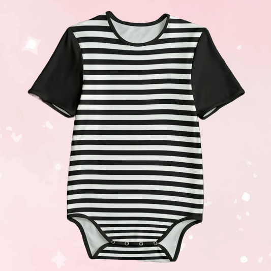 Black & White Stripes Adult Unisex SnappieSuit